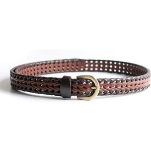 Women's Braided Genuine Real Leather Narrow Belt Adjustable Casual Waist Strap for Jeans Dresses Everyday Outfits