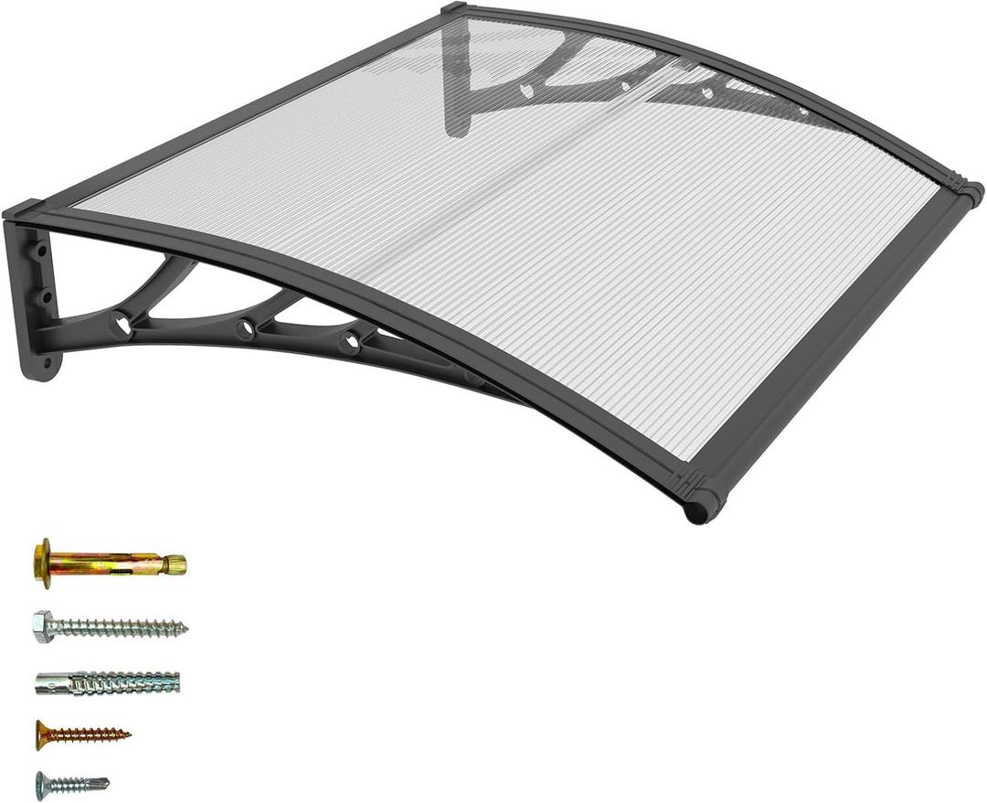 40x48 Inch Window Door Awning Exterior,Polycarbonate Outdoor Overhang Canopy Shelter,UPF 50+ UV Rain Snow Sun Protection,Spliced Overdoor Awnings for Outside,Porch,Patio,Deck,House Entrance
