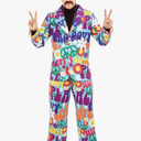 fun shack Groovy Mens Hippie Costume, Retro Mens Hippie Costumes for Adults, Groovy Costumes for Men, 60s Suit Men, M
