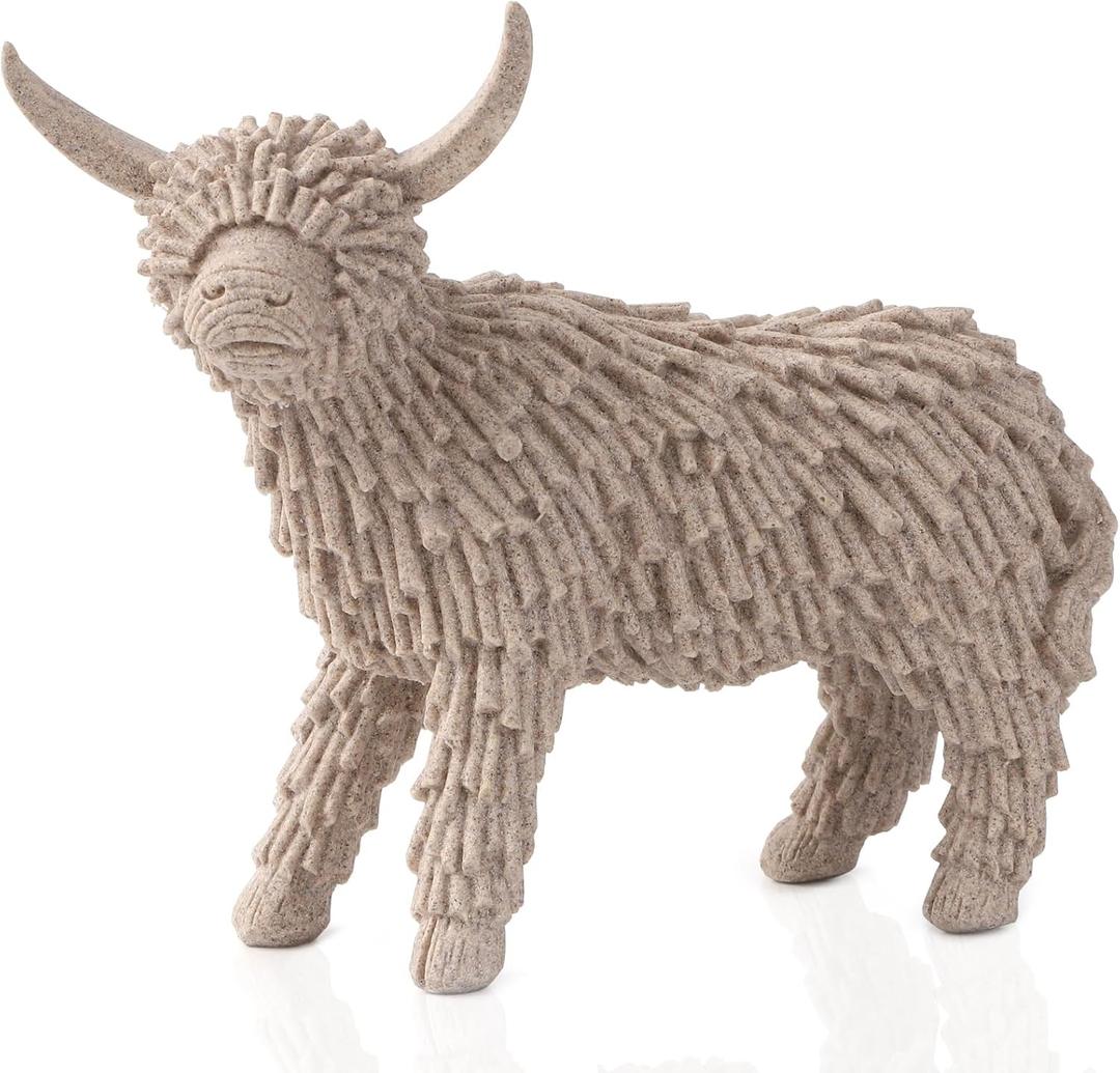 Resin Yak Figurine Decor for Shelf Home Decor, 3.14"W x 8.26"L x 7.28"H