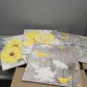 Wall HDQ Yellow Gray Picture Wall Art for Bathroom Wall Decor Flowers Canvas Prints Framed 4 Panels (16 x 16 in (4 Piece))