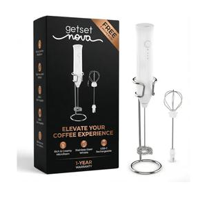 Milk Frother for Coffee, Rechargeable Electric Handheld Frother Wand with Dual Whisk, 3 Speed Settings, Fast Recharge, Powerful Motor, Handheld Mixer Electric with Stand