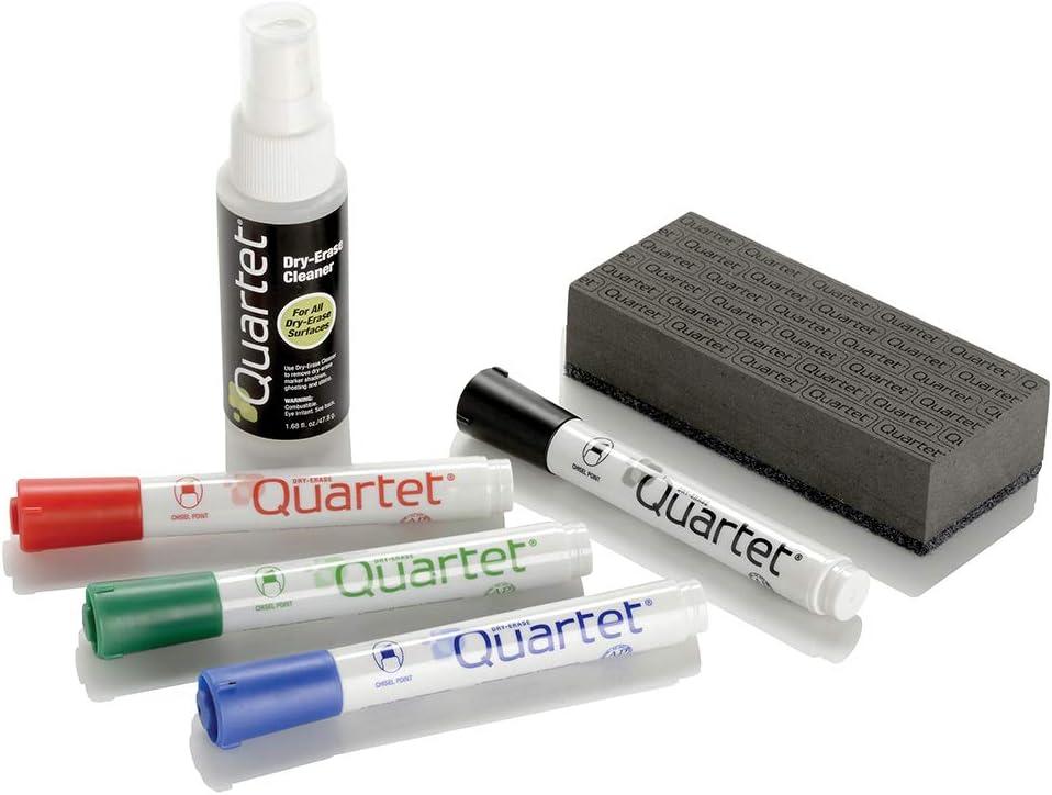 Quartet Dry Erase Marker Kit, Whiteboard Markers, Chisel Tip, Assorted Classic Colors, 4 Pack, Includes 1 Board Eraser and Spray Cleaner (51-659672QA)