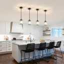 Crystal Pendant Lights Kitchen Island, 2 Pack Modern Black Kitchen Pendant Light Fixtures, Small Hexagonal Crystal Hanging Lights for Kitchen Island, Dining Room, Hallway, Foyer, Entryways