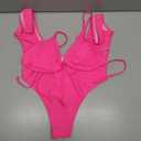 Viottiset Women's Halter 2 Piece Swimsuit Brazilian High Cut Bikini Set Sexy Push Up (Pink, L)