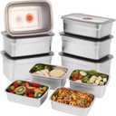 10pcs Stainless Steel Food Storage Containers with Lids, Stackable Airtight Food Storage Containers for Kitchen, Meal Prep, and Leftovers, Freezer and Dishwasher Safe, 1000-2800 ML/33.8-94.6 OZ