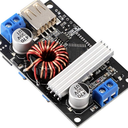 DROK Buck Boost Voltage Regulator, DROK DC 630V to DC 0.530V 5V 12V 24V Adjustable Voltage Converter, 4A 60W Power Supply Step Up Down Transformer Board Module with USB Port Case LCD Display Volt Am