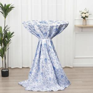Oudain 1 Pcs Blue Floral Tablecloth 43 x 32 Inch Round Table Cover Pastoral Blue White Flower Vintage Washable Fabric Table Cloth for Weeding Baby Shower Decoration Birthday Party Favor (Chinoiserie)