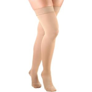 Truform Women's Compression Stockings, 20-30 mmHg, Thigh High Length, Closed Toe, Opaque, Beige, X-Large