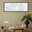 comurdyo The Ten Commandments Scripture Sign Wall Decor 40"X15" Bible Verse Catholic Christian Large Wooden Framed Wall Hanging Art (Black)