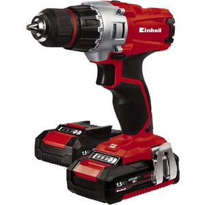 Einhell TE-CD Power X-Change 18-Volt Cordless 2-Speed 1250 RPM MAX, 20+1 Torque Setting Workshop Drill/Driver, w/Case, Belt Clip, Keyless Chuck, Built-in LED, Kit (w/ 2x1.5-Ah Battery + Fast Charger)