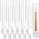 12 Set Hurricane Glass Candle Holders, 12.6 Inch Clear Glass Chimney Candle Holders with Taper Candlestick Bases, Glass Candle Holders for Wedding Centerpieces, Dining Table, Party Home Decor (12)