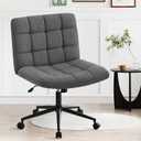 Furniliving Armless Office Desk Chair, Linen Fabric Padded Swivel Chair, Adjustable Home Office Chair with 360 Wheels, Wide Criss Cross Chair for Desk for Living Room, Bedroom, Darkgrey