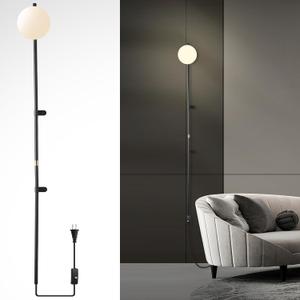 Modern Plug in Wall Sconce Globe Shade Indoor Wall Light, LED Wall Mounted Lamp with Plug in Switch, Wall Lamp for Bedroom Living Room Study Hallway Bedside etc. (1 PCS)