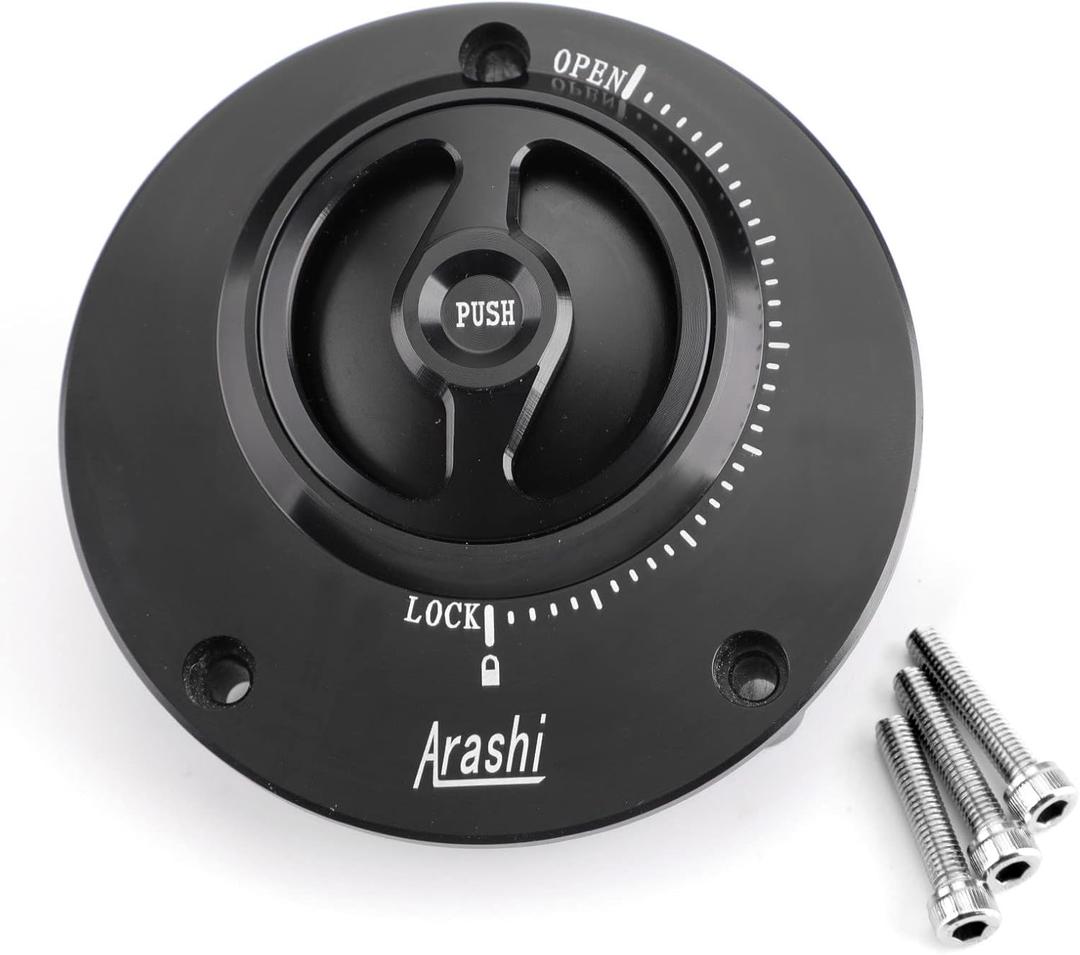 Areyourshop Keyless Fuel Cover Gas Tank Cap for Yamaha YZF-R1 2004-2017, YZF-R6 2003-2016, FJ-09/MT-09 Tracer 2013-2016, FJR 1300 2006-2016, FZ8 2011-2015, MT-03 All Year (black)