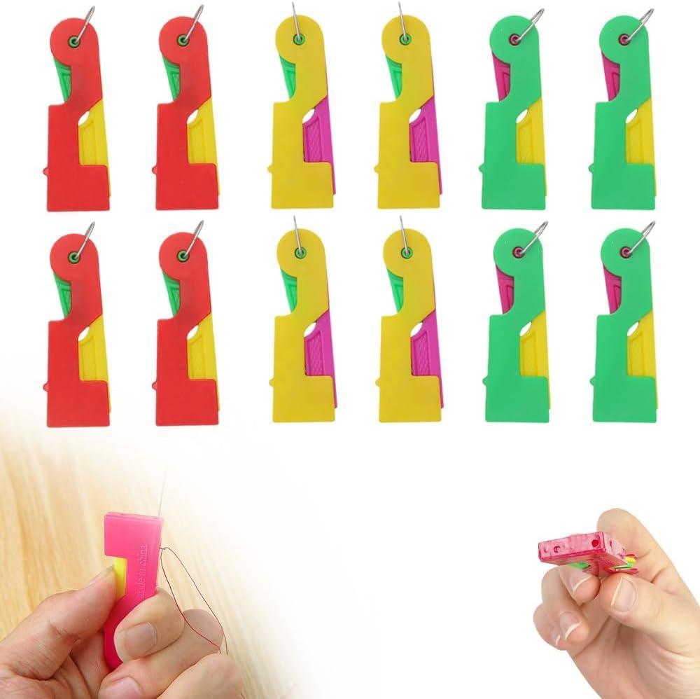 2 x Automatic Needle Threader, Frundoo 2025 New DIY Hand Sewing Machine Needle Threader, Self Threading Needles for Hand Sewing, for Sewing Embroidery Cross Stitch Craft Stitching Knitting Quilting-12Pcs