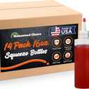 Made in USA 14-pack Plastic Squeeze Bottles for Sauces - 16oz Condiment Squeeze Bottles for Liquids, BPA Free Squirt Bottles with Cap - Ketchup, Syrup, Oil, Dressings, Honey & Arts and Crafts