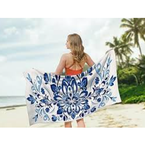 Microfiber Beach Towels - Soft & Lightweight - Absorbent, Quick Dry, Sand Free - Perfect for Beach, Pool, Travel, Camping, Picnic, Yoga - Matching Travel Bag - XL - Tropical Breeze (Extra Large (71''L x 35''W))