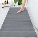 Cuckan Foldable Stone Bath Mats for Bathroom Super Absorbent Diatomaceous Earth Bath Mat Quick Dry Bath Rug Drying Mats with Non Slip Shower Rug Tub Shower Mat (Dark Gray)