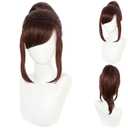 ANOGOL Hair Cap + Brown Ponytail Wig Brown Wigs for Women Cosplay with Ponytail and Bangs Auburn Wigs for Anime Cosplay for Halloween Party Christmas Costume Auburn Pigtail Wig