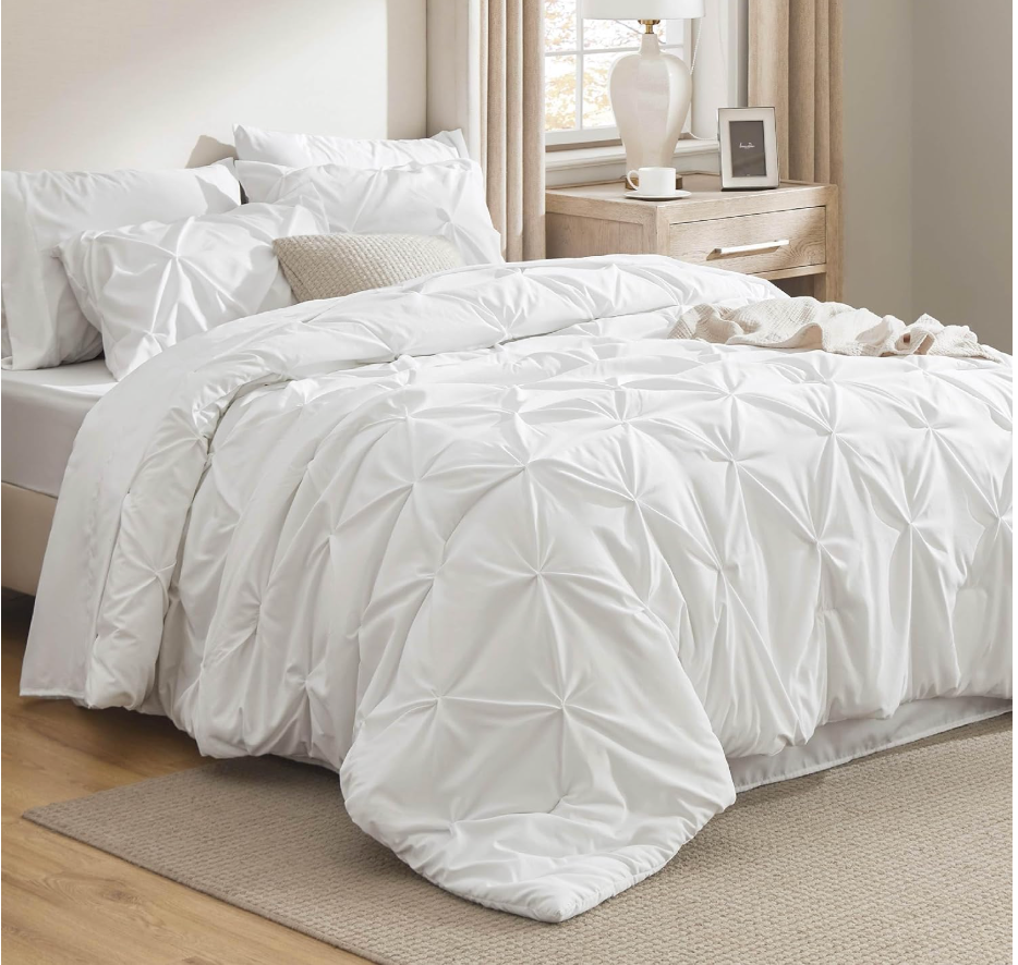 Bedsure White Comforter & Shee, Queen Size
