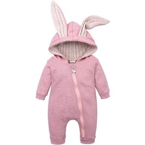 Baby Bunny Costume, Girl or Boy Easter Outfit, Unisex Toddler Rabbit Dress Up Romper, My First Easter Outfit (0-3 Months, Pink)