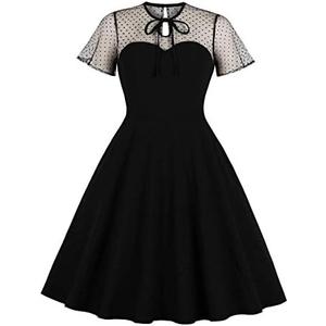 Women's Vintage Polka Dot 1950s Audrey Retro Rockabilly Prom Dress 50's 60's A-Line Cocktail Party Swing Dress 4XL
