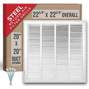 Fits 20x20 Duct Opening | Steel Return Air Filter Grille by Handua [Removable Door] for 1-inch Filters | Vent Cover Grill | White | HVAC Cold Air Intake Grille | Out Dim: 22 5/8"W X 22 5/8"H