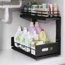 1 Pack Under Sink Organizer Upgrade To Professional Rails,2-Tier Dual Pull Out Cabinet Storage,Height Adjustable Slide Out Drawers For Bathroom Kitchen,Under Sink Shelf-Black