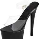 Women's Clear Strap Stiletto High Heels for Women Platform Clear Slides Dancer Causual Variable Occasions Sandals (8.5, Black 6inch)