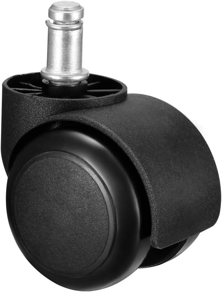 uxcell Office Chair Casters Wheels 2 Inch PU Twin Wheel Universal Standard 11mm Stem Swivel Caster Black, 2 Pcs