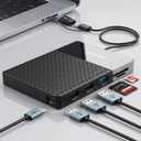 YOTUO 1TB External Hard Drive, USB C Multiport Hub HDD 7-in-1, USB 3.0, SD/TF Card Reader, Docking Station, Multi-Function HDD for Windows, Mac, Android, TV, iPhone 15/16/17, Laptop, Desktop, PC