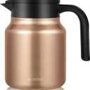 34oz Thermal Coffee Carafe for Home & Office, 12H Hot Insulated Pitcher with Drip-Free V-Spout and Easy Clean 2.75" Wide Mouth, Copper