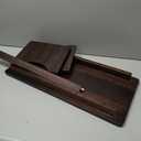 Extra Wide 26in Wooden Step Stool, Heavy Duty One Step Stool for Adults and Seniors, Holds Up to 550 lbs, Reinforced Cross Bar, Non-Skid Surface (Walnut)