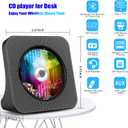 Gueray Portable CD Player, Bluetooth CD Kpop Player for Desktop with HiFi Sound Speaker, FM Radio CD Music Player for Home with Remote Control, Dust Cover, LED Screen, Support AUX/USB, Headphone Jack