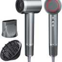 Hair Dryer, Blow Dryer with Diffuser, Low Noise Design with Magnetic Nozzle Attachments