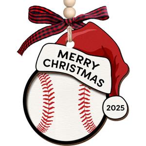 MAPDTWO Baseball Ornament - Baseball Ornaments for Christmas Tree - Sports Ornaments for Boys, Coaches, Players, Kids, Men - Gifts for Sports Lovers - 2 Layered Wood Christmas Ornament 2025