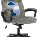 Serta Hannah Executive Home Office Desk Chair, Ergonomic Mid-Back with Lumbar Support, Firm Seat Cushion, Layered Body Pillows, Padded Armrests, Swivel Base, Easy Assembly, Microfiber, Black/Grey