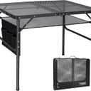 RedSwing Folding Grill Table,Aluminum Portable Grill Stand Table for Outdoor Camping Picnic BBQ Lightweight, Adjustable Height, 36''x24''x16/28'', Black
