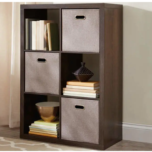 Whitmor Deluxe 6 Cube Organizer with 3 Fabric Cubes, Espresso