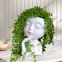 Face/ Head Planters, Women Face Small Plant/ Flower Pots with Drainage for Indoor Outdoor Succulents, White Vase Decor for Women Gifts(7 Inch)