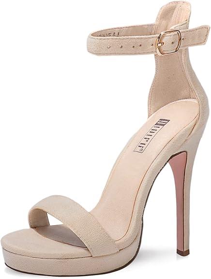 IDIFU Women's Stiletto High Heel Sandals Platform Open Toe Ankle Strap Dress Shoes for Women Bride Ladies in Wedding Bridal Party Homecoming Size 5