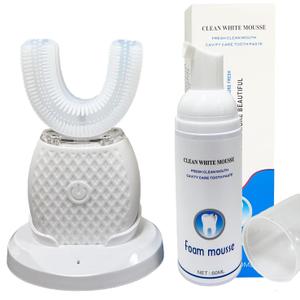 Ultrasonic Automatic Toothbrush for Adults, U-Shaped 360 Electric Toothbrush for Teeth Whitening, Rechargeable Ultrasonic Tooth Brush for Travel Home Dual-use (White) (1 Count (Pack of 1))