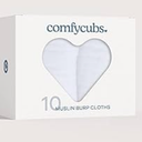 Comfy Cubs Muslin Burp Cloths 20" x 10", Pack of 10 - Large, 6-Layer, Ultra Absorbent 100% Cotton for Baby Drool and Messes - Soft, Safe & Gentle Baby Burp Cloths for Boys & Girls - White