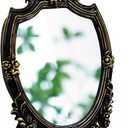 Eaoundm Resin Frame Decorative Wall Mirror Makeup Mirror Tabletop Mirrors, for Bedroom Living-Room Dresser Decor 8.2W x 13 L inchs (Black)