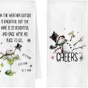 Christmas Snowman Margarita Wine Kitchen Towels, Gifts for Cocktail Wine Lovers Dish Tea Towel for Kitchen, Funny Xmas Snowman Decorative Hand Towels for Bar Cart, 16x24 Inches Set of 2