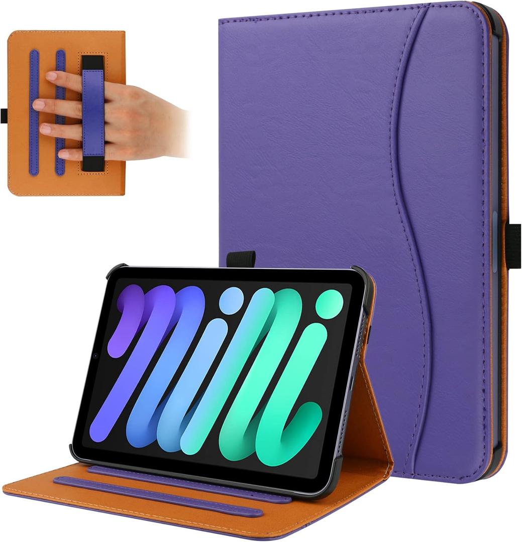 iPad mini 7 Case (A17 Pro) 2024, iPad mini 6 Case 2021, iPad mini 7th/6th Generation Case 8.3 Inch,Premium PU Leather Folio Stand Cover with Pencil Holder and Multi-Viewing AnglesPurple