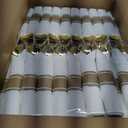 BESTVIP 350PCS Gold Plastic Dinnerware Set, Disposable Party Plates for 50 Guests, Include: 100 Plastic Plates, 50 Pre Rolled Napkins with Gold Silverware, 50 Cups