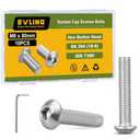 M8 x 80mm 10PCS Button Head Hex Socket Cap Screws Bolts, 304 Stainless Steel 18-8, Allen Hex Drive, Full Thread, Bright Finish, with Hex Spanner (Silver)