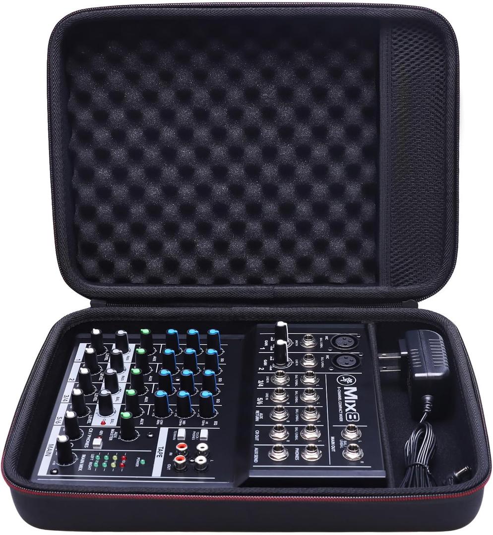 LTGEM Hard Mixer Case for Mackie Mix8 / Mackie ProFX6v3 / Behringer FLOW 8 Compact Mixer, Travel Protective Carrying Storage Bag